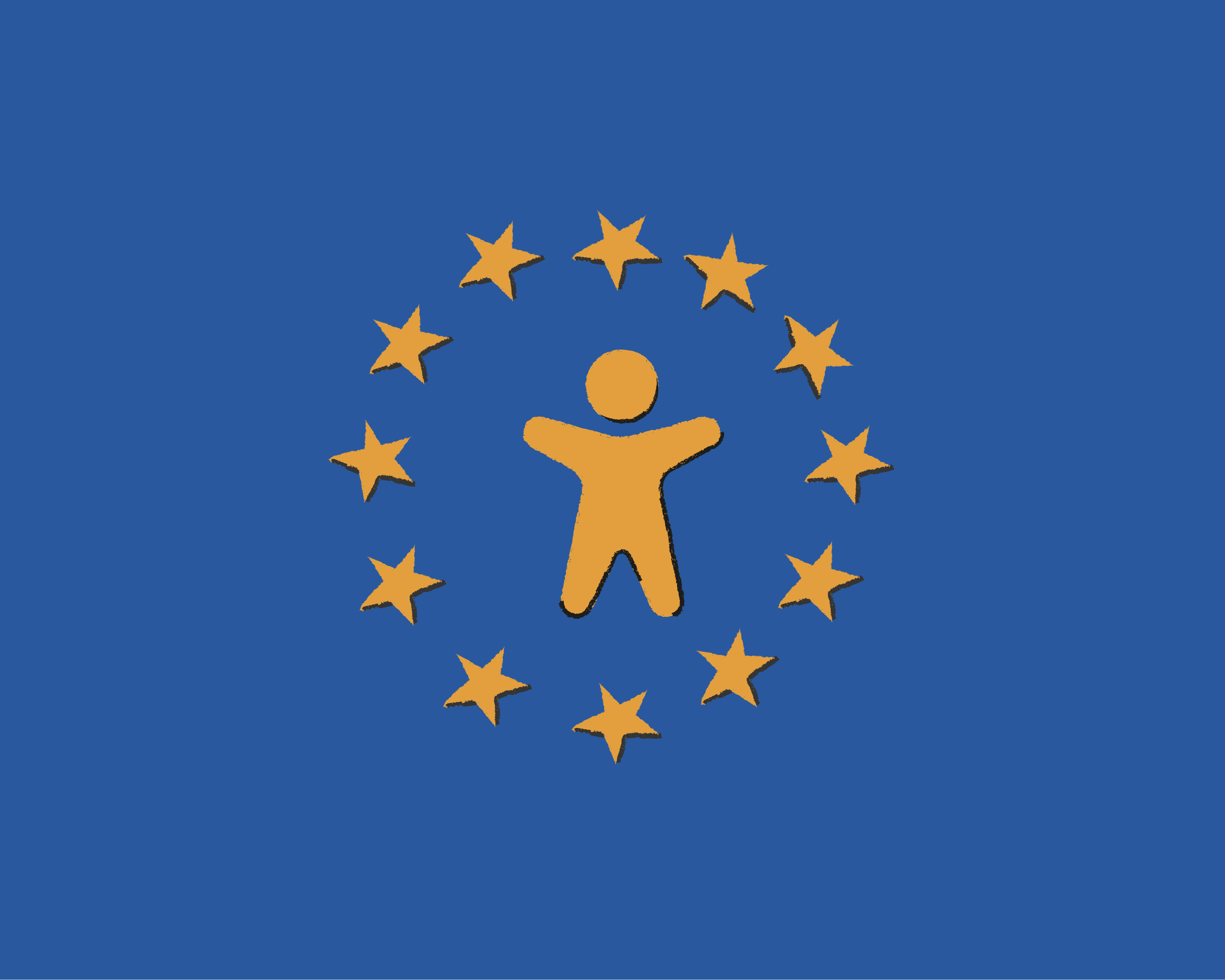 Stylised graphic of the European Union Flag with the accessability symbol in the centre.