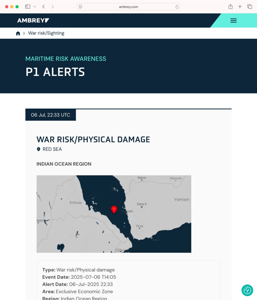 Screenshot of a custom static map on the Ambrey website